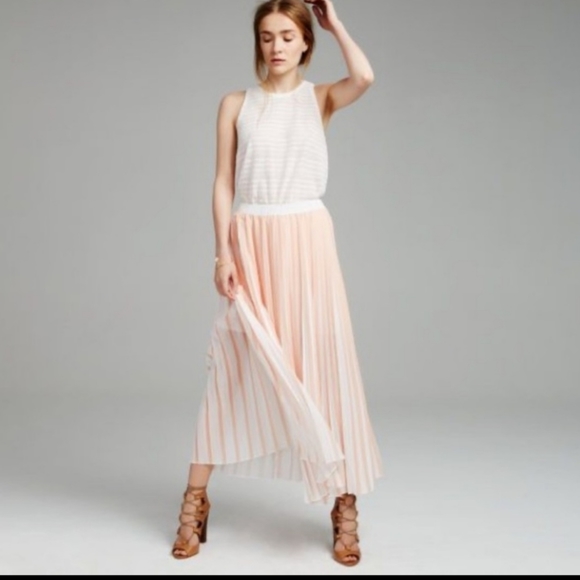 Club Monaco Dresses & Skirts - Club Monaco Peach and White Pleated Maxi Skirt New With Tags Size 10